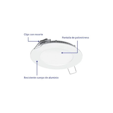 LUMINARIO LED SLIM DE EMPOTRAR REDONDO, 6500K, 18W