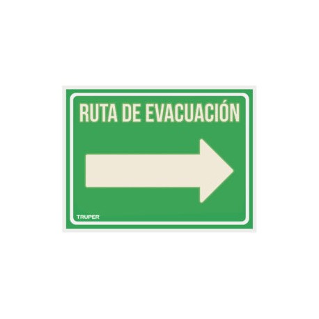 Letrero de señalización «RUTA EVACUACIÓN DERECHA», 21 x 28 cm