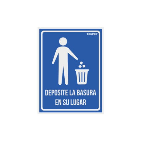 Letrero señalización «DEPOSITE LA BASURA EN SU LUGAR», 21x28cm